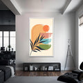 Artronauts Glass Print S | 72x46 cm | 28.3"x18.1" / White Sunset Stacked Shapes– Bohemian Tempered Glass Wall Art