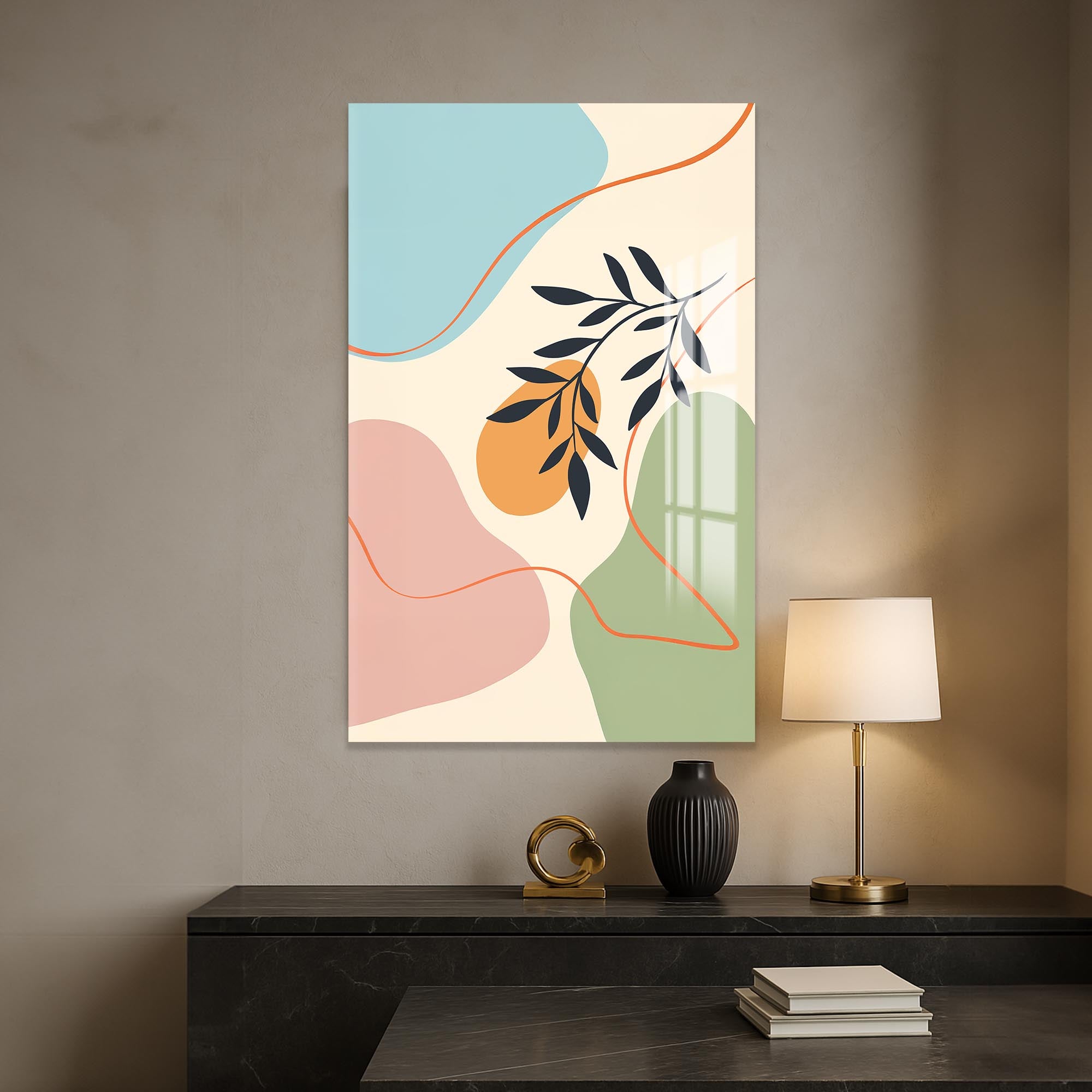 Peach Twin Bloom– Bohemian Tempered Glass Wall Art