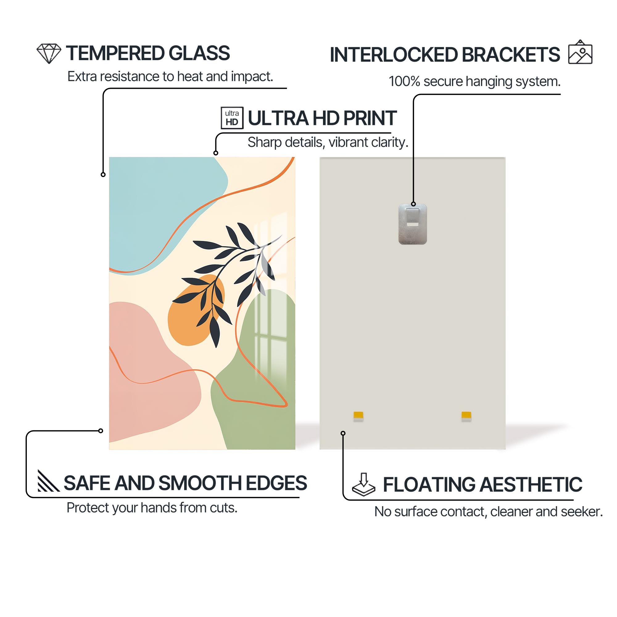 Peach Twin Bloom– Bohemian Tempered Glass Wall Art