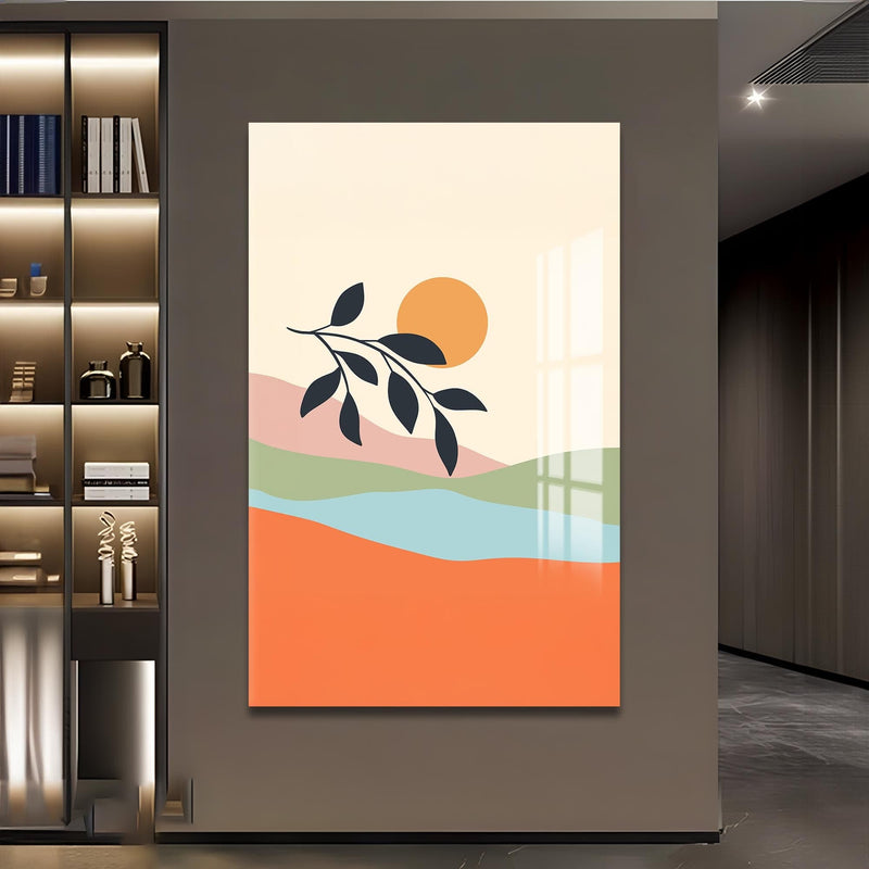 Artronauts Glass Print Golden Single Bloom– Bohemian Tempered Glass Wall Art