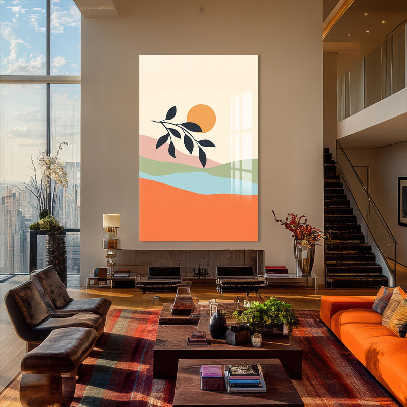Artronauts Glass Print Golden Single Bloom– Bohemian Tempered Glass Wall Art