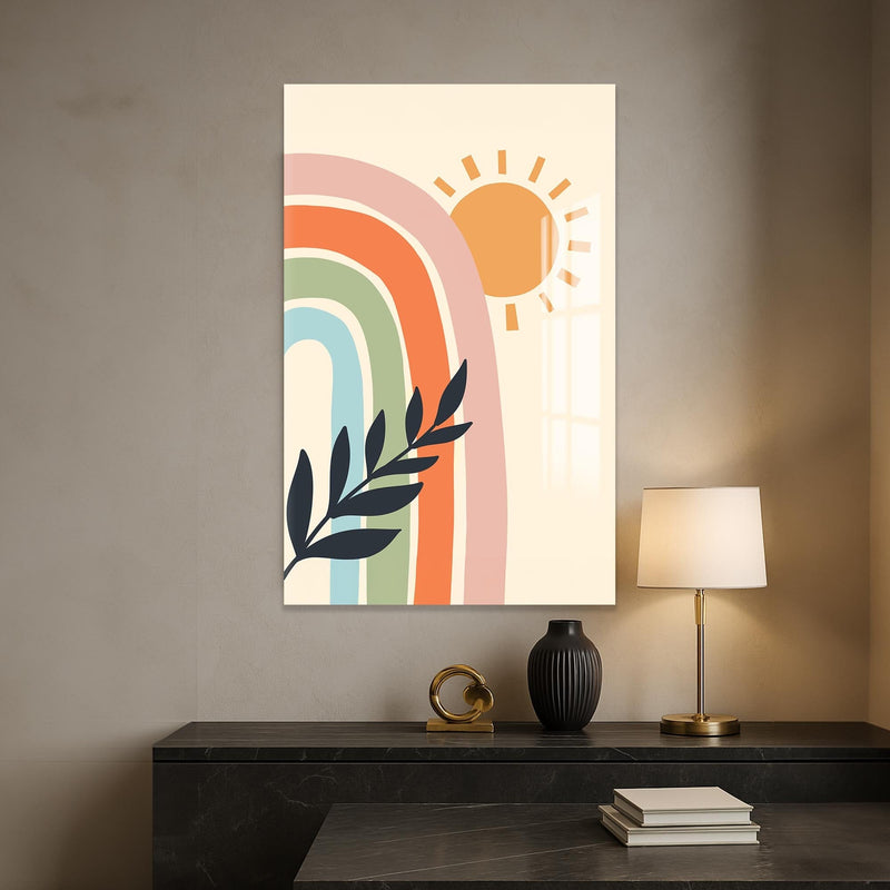 Artronauts Glass Print Pastel Leaf Drift– Bohemian Tempered Glass Wall Art