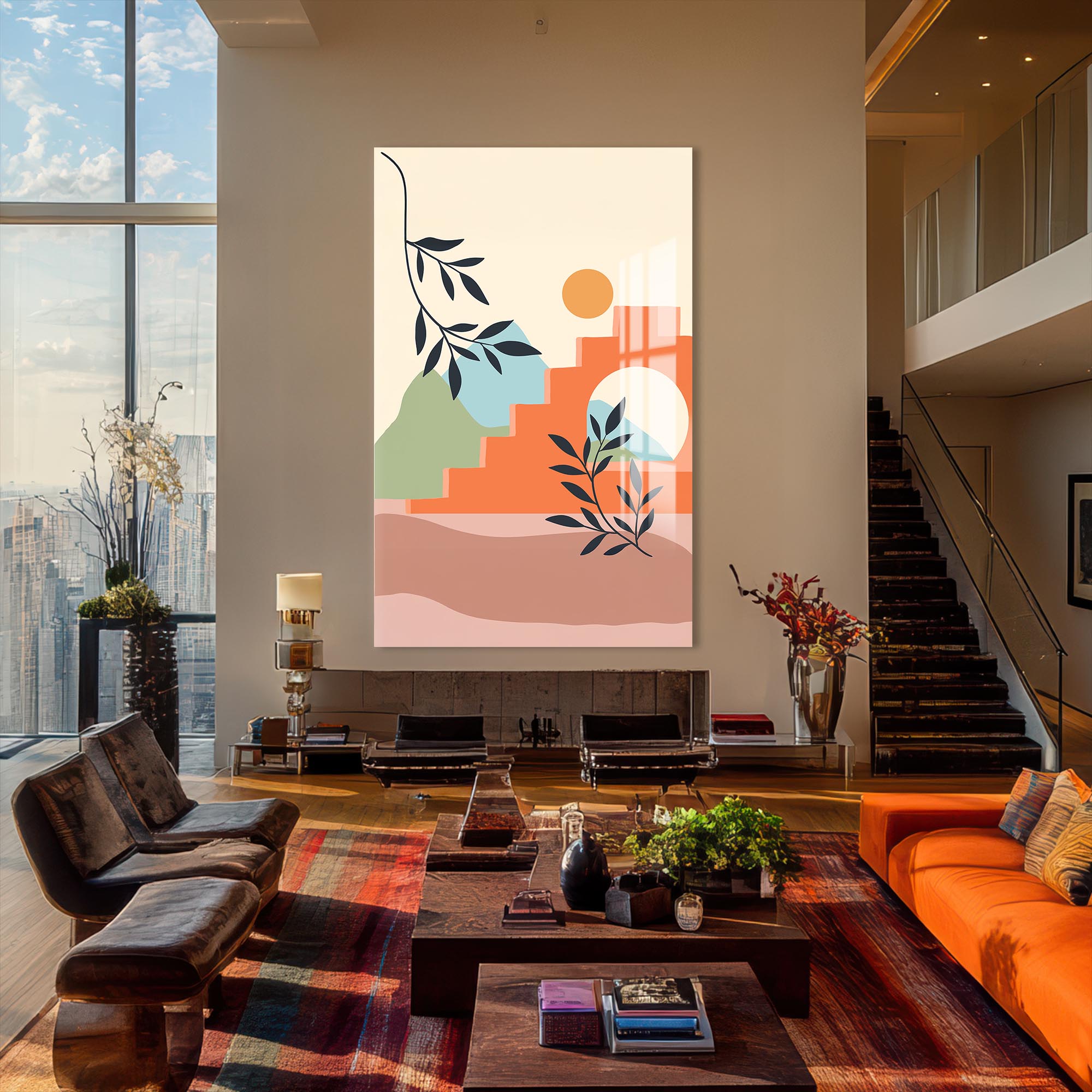 Earthy Horizon– Bohemian Tempered Glass Wall Art