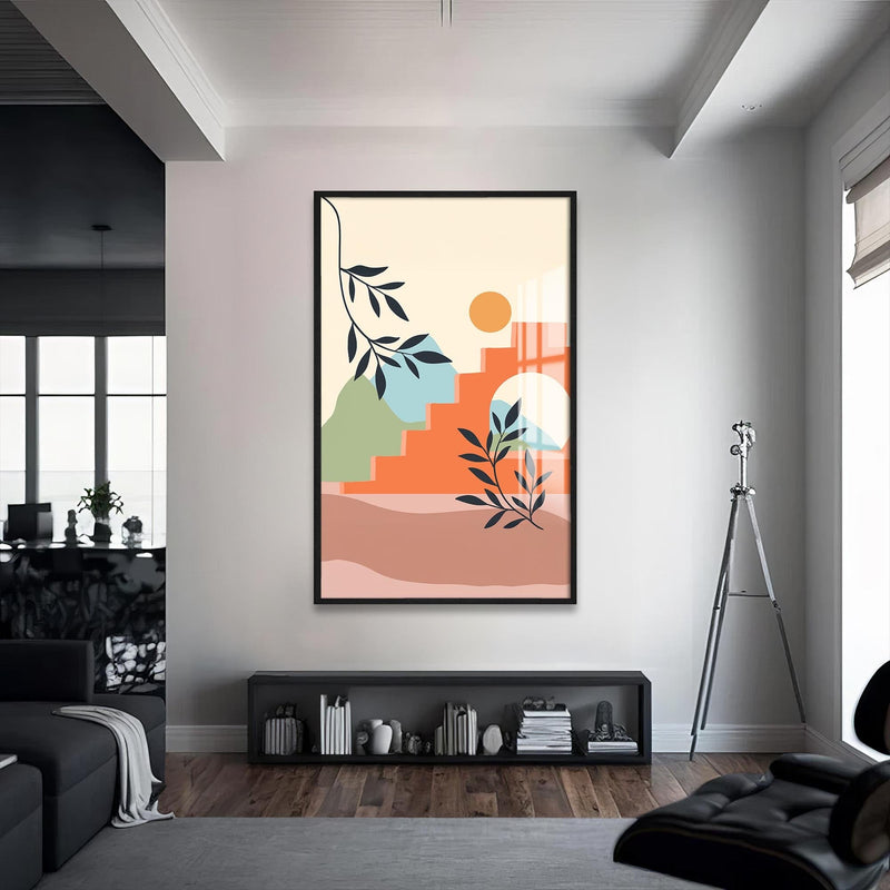 Artronauts Glass Print S | 72x46 cm | 28.3"x18.1" / Black Earthy Horizon– Bohemian Tempered Glass Wall Art