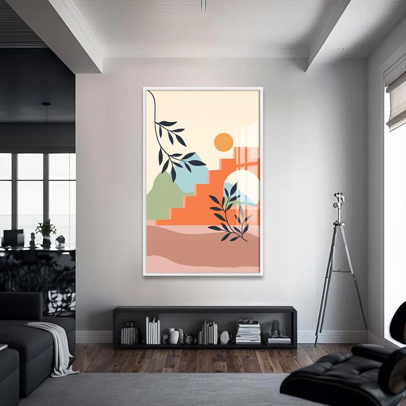 Artronauts Glass Print S | 72x46 cm | 28.3"x18.1" / White Earthy Horizon– Bohemian Tempered Glass Wall Art