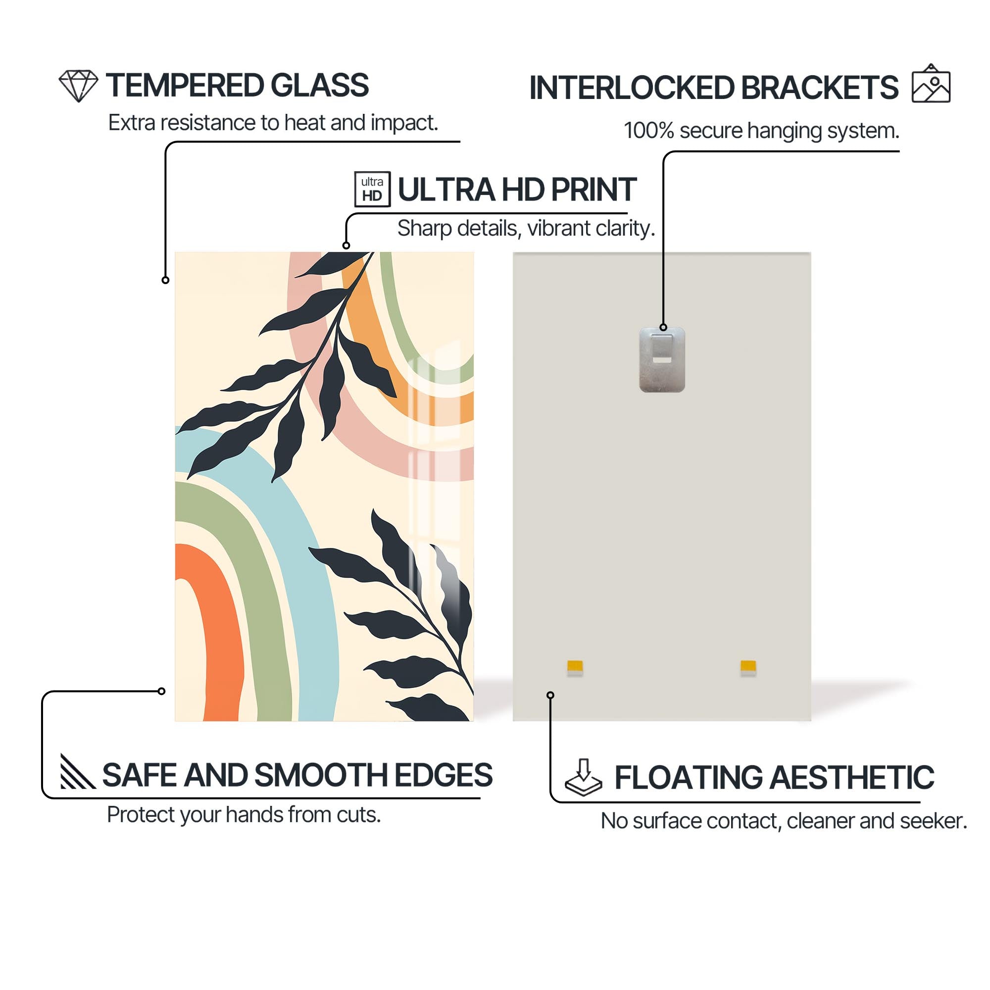 Rainbow Botanica– Bohemian Tempered Glass Wall Art