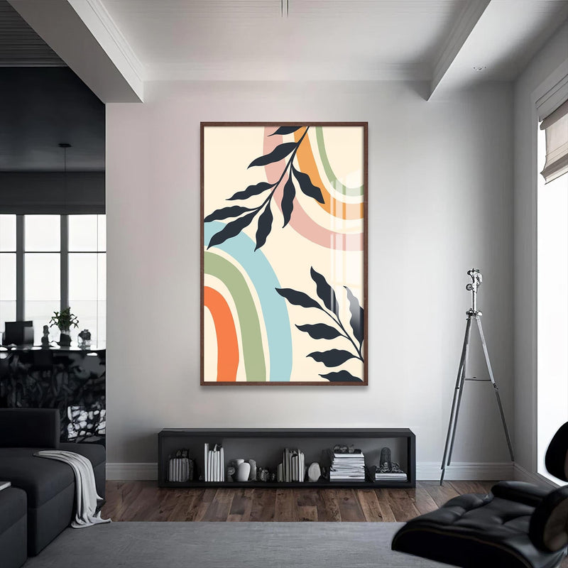 Artronauts Glass Print S | 72x46 cm | 28.3"x18.1" / Walnut Rainbow Botanica– Bohemian Tempered Glass Wall Art