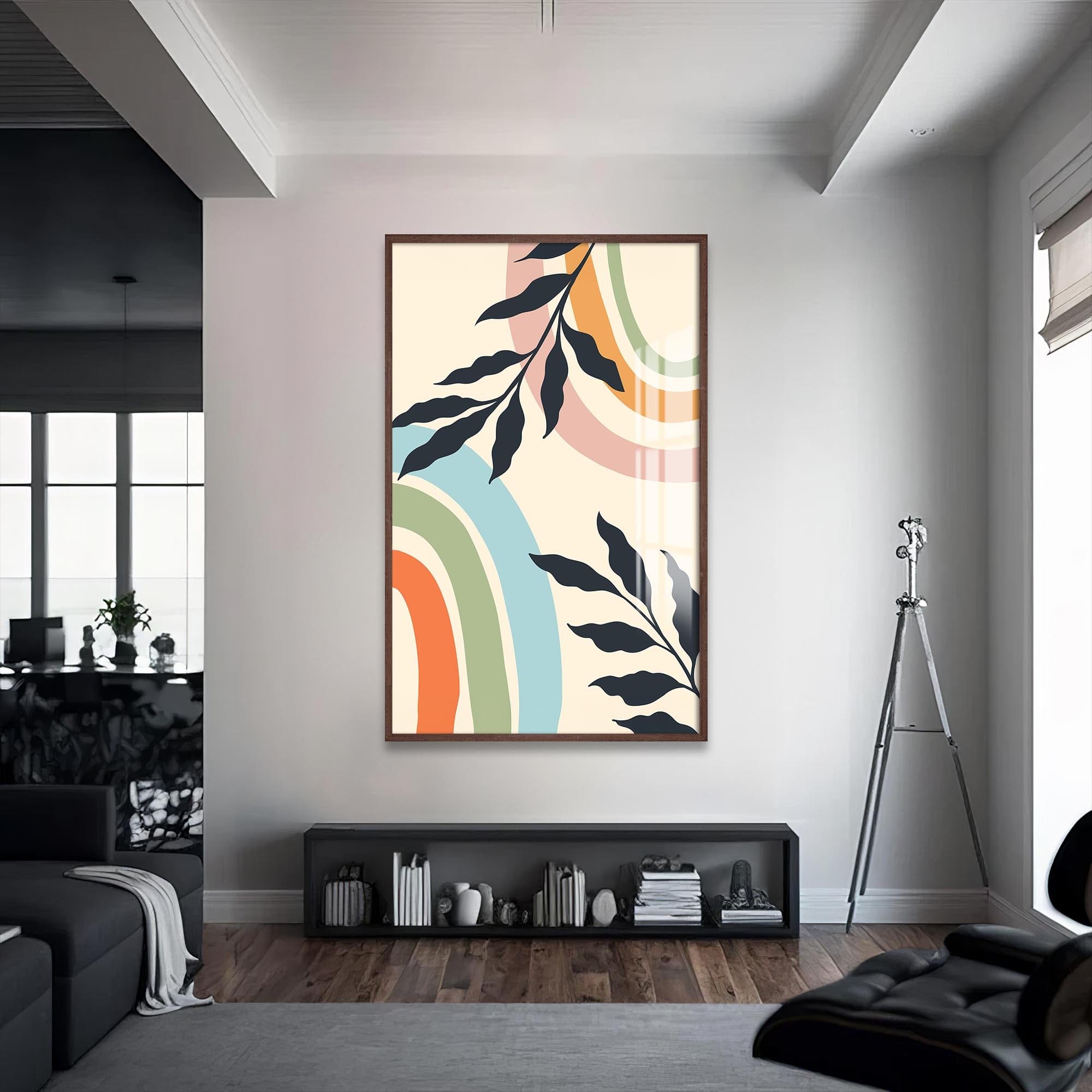 Artronauts Glass Print S | 72x46 cm | 28.3"x18.1" / Walnut Rainbow Botanica– Bohemian Tempered Glass Wall Art