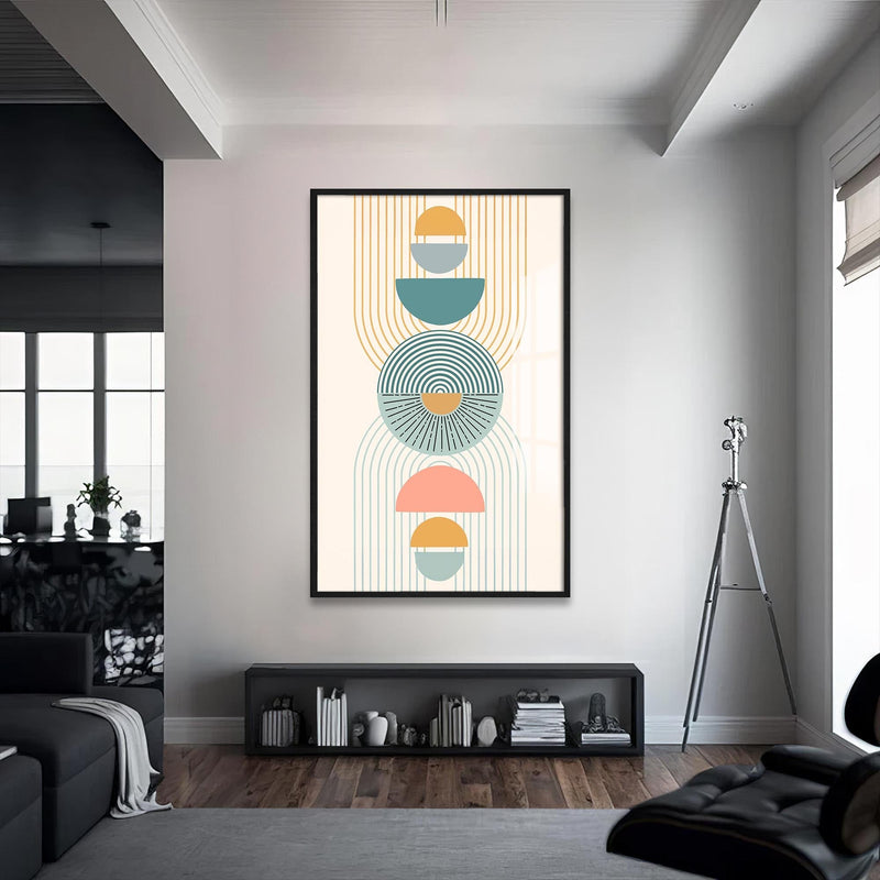 Artronauts Glass Print S | 72x46 cm | 28.3"x18.1" / Black Sunburst Totem– Bohemian Tempered Glass Wall Art