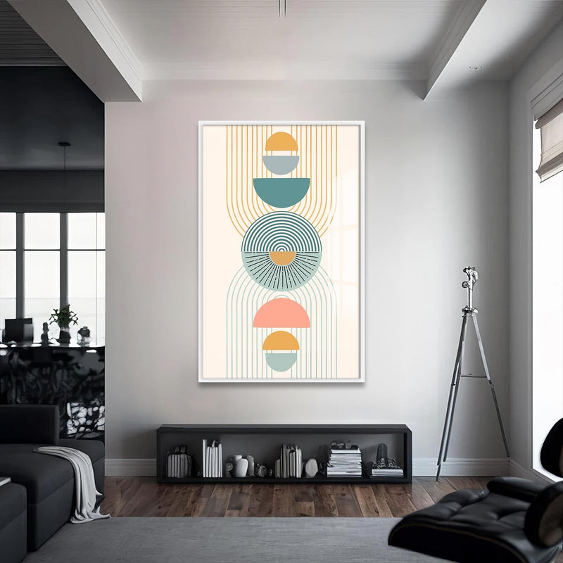 Artronauts Glass Print S | 72x46 cm | 28.3"x18.1" / White Sunburst Totem– Bohemian Tempered Glass Wall Art