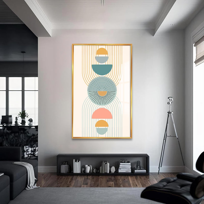 Artronauts Glass Print S | 72x46 cm | 28.3"x18.1" / Gold Sunburst Totem– Bohemian Tempered Glass Wall Art