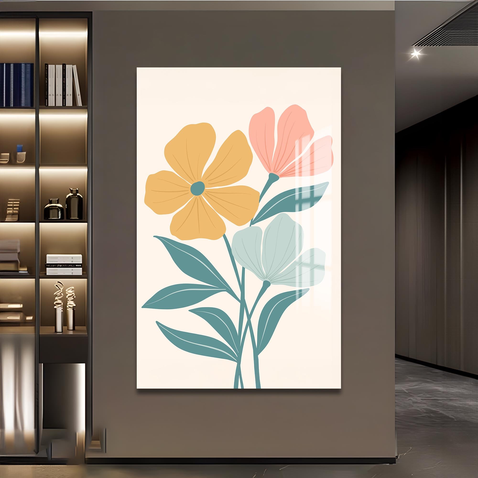Soft Garden Harmony– Bohemian Tempered Glass Wall Art