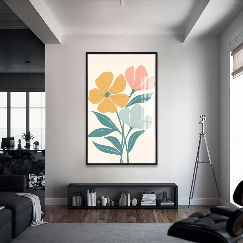 Artronauts Glass Print S | 72x46 cm | 28.3"x18.1" / Black Soft Garden Harmony– Bohemian Tempered Glass Wall Art