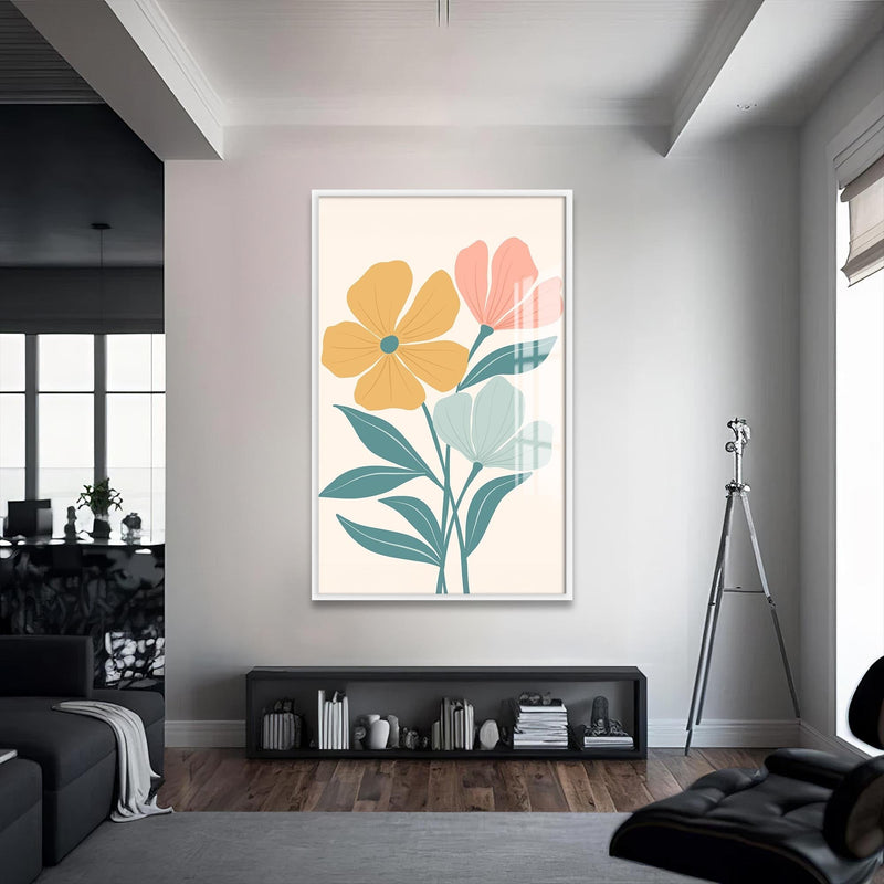 Artronauts Glass Print S | 72x46 cm | 28.3"x18.1" / White Soft Garden Harmony– Bohemian Tempered Glass Wall Art
