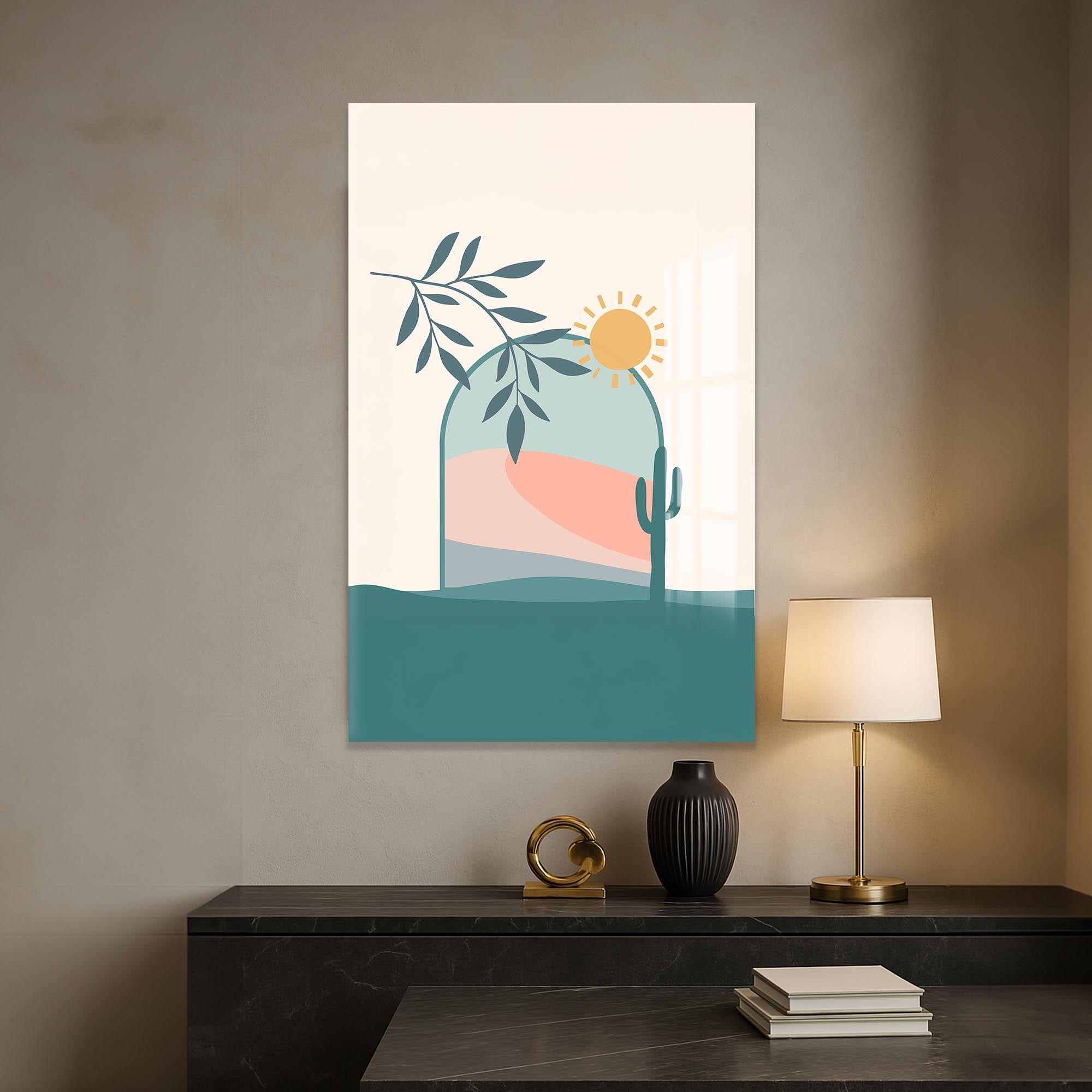 Desert Archscape– Bohemian Tempered Glass Wall Art