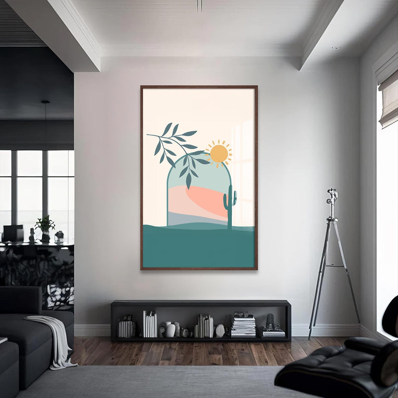 Artronauts Glass Print S | 72x46 cm | 28.3"x18.1" / Walnut Desert Archscape– Bohemian Tempered Glass Wall Art