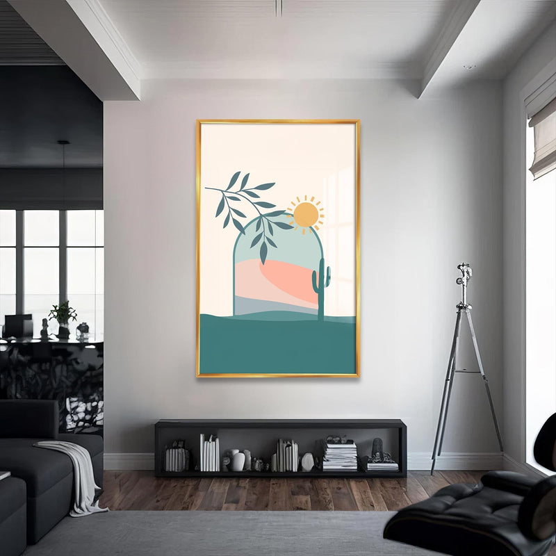 Artronauts Glass Print S | 72x46 cm | 28.3"x18.1" / Gold Desert Archscape– Bohemian Tempered Glass Wall Art