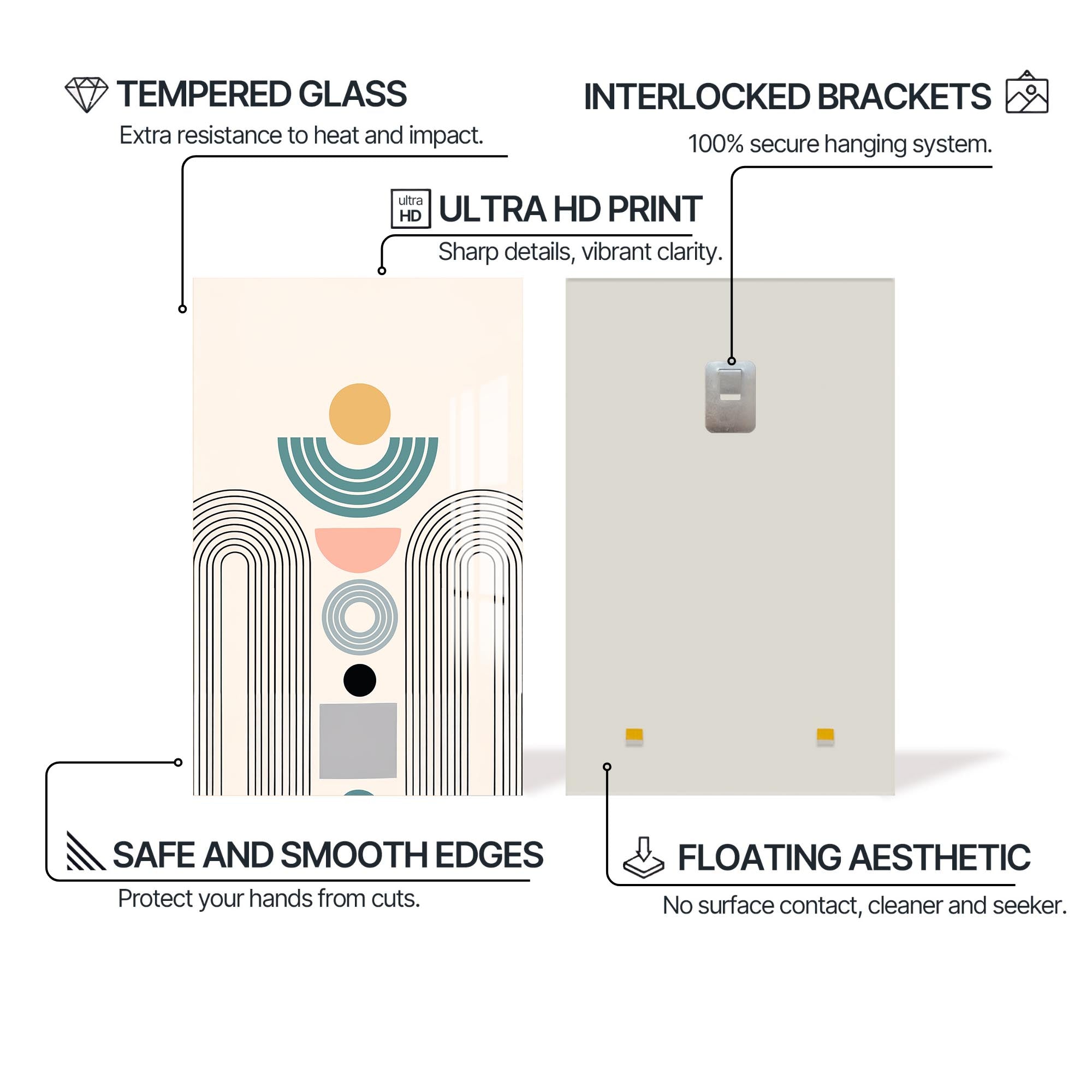 Solar Geometry– Bohemian Tempered Glass Wall Art