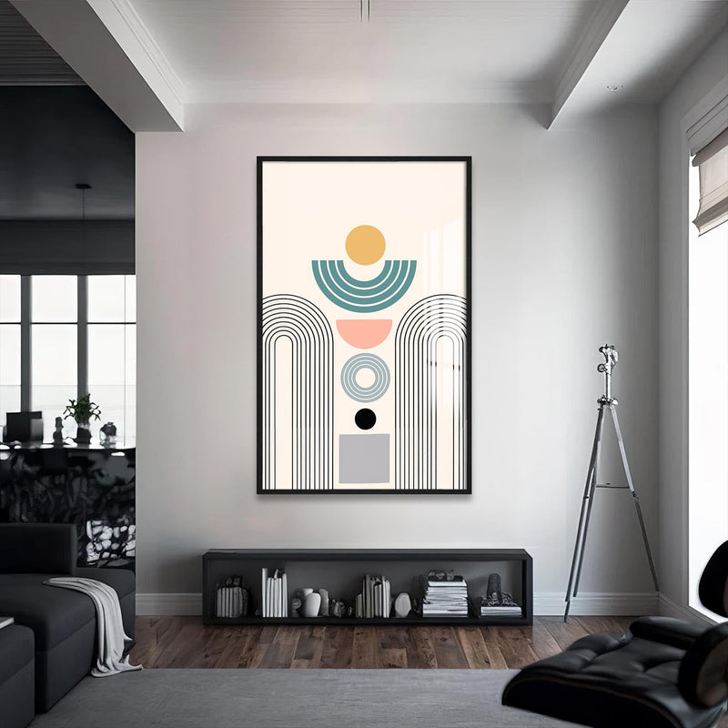Artronauts Glass Print S | 72x46 cm | 28.3"x18.1" / Black Solar Geometry– Bohemian Tempered Glass Wall Art