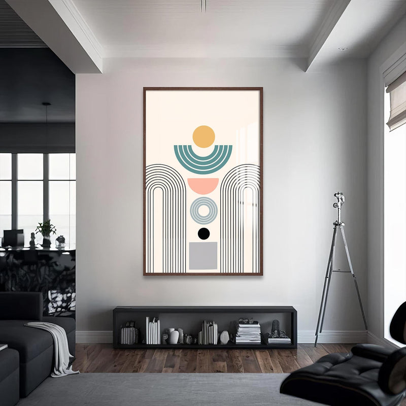 Artronauts Glass Print S | 72x46 cm | 28.3"x18.1" / Walnut Solar Geometry– Bohemian Tempered Glass Wall Art