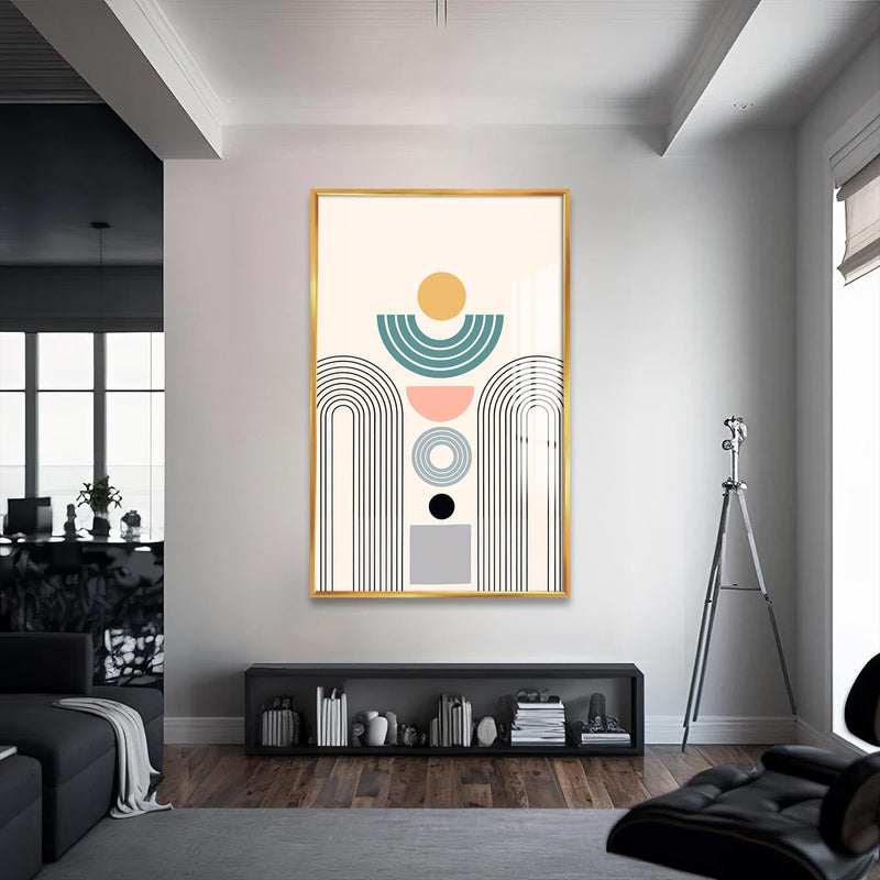 Artronauts Glass Print S | 72x46 cm | 28.3"x18.1" / Gold Solar Geometry– Bohemian Tempered Glass Wall Art