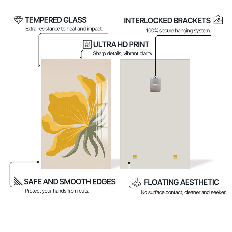 Artronauts Glass Print Golden Petal Flow– Bohemian Tempered Glass Wall Art