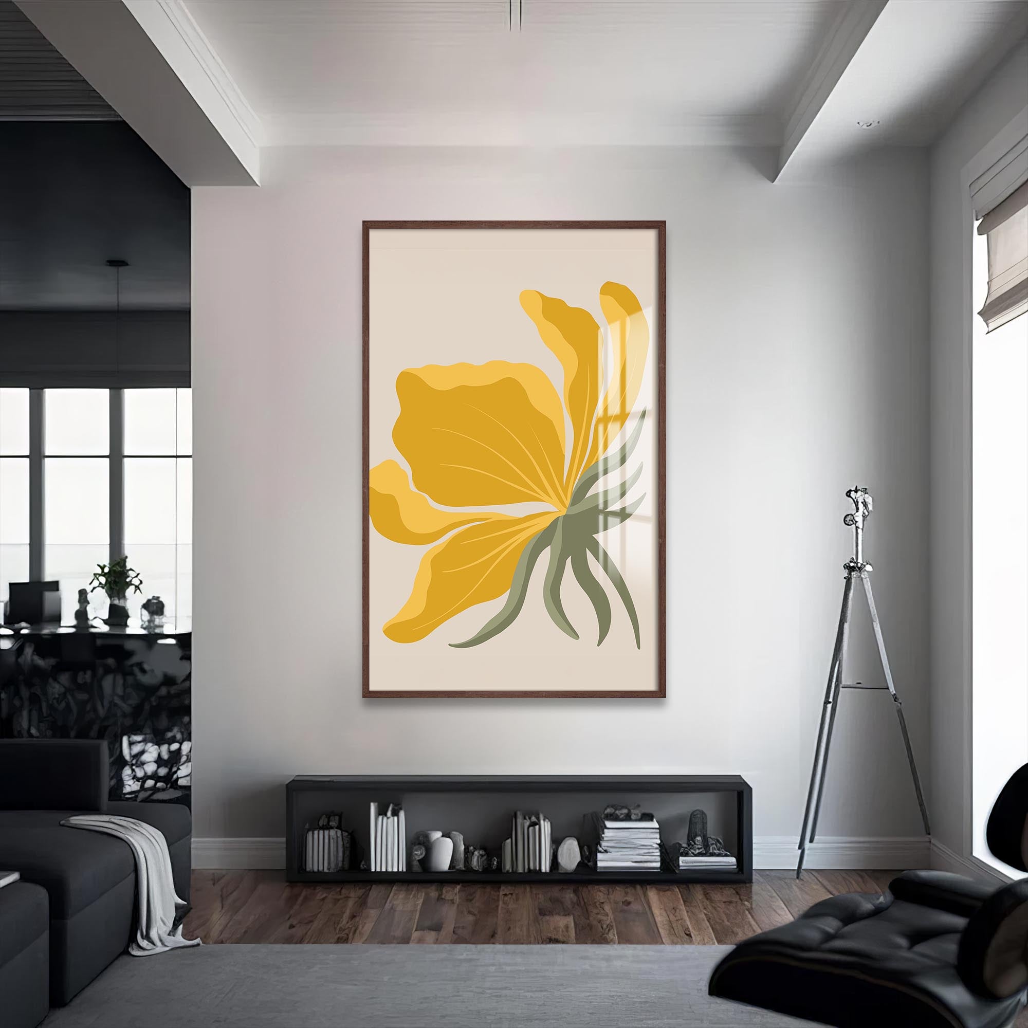 Golden Petal Flow– Bohemian Tempered Glass Wall Art