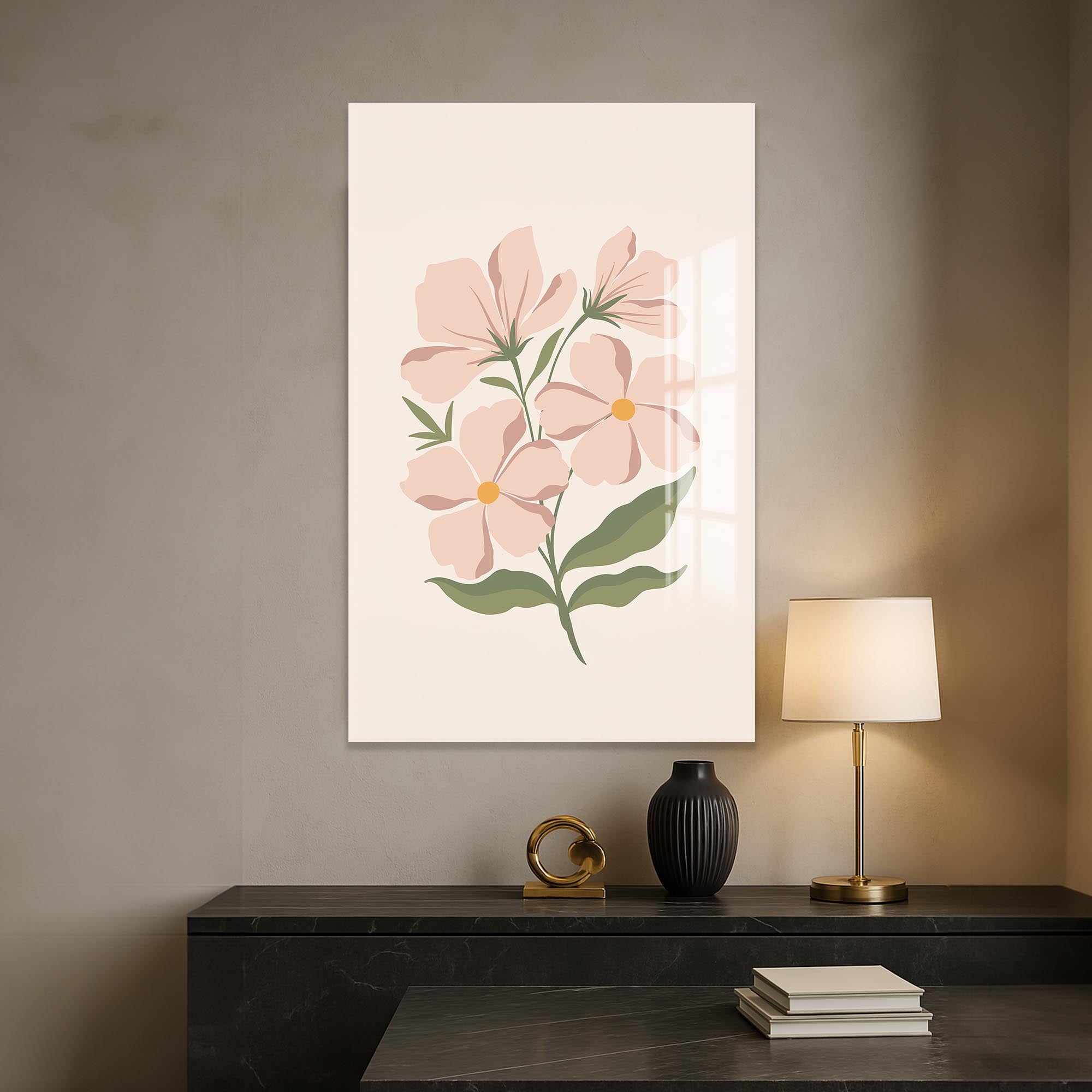 Blush Wildflower– Bohemian Tempered Glass Wall Art