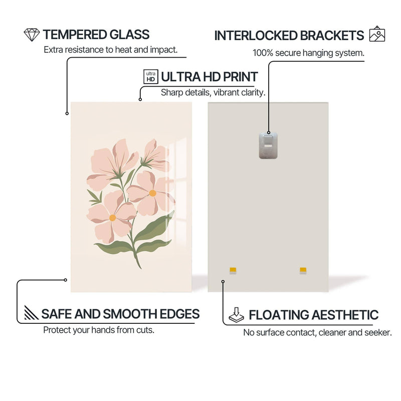 Artronauts Glass Print Blush Wildflower– Bohemian Tempered Glass Wall Art