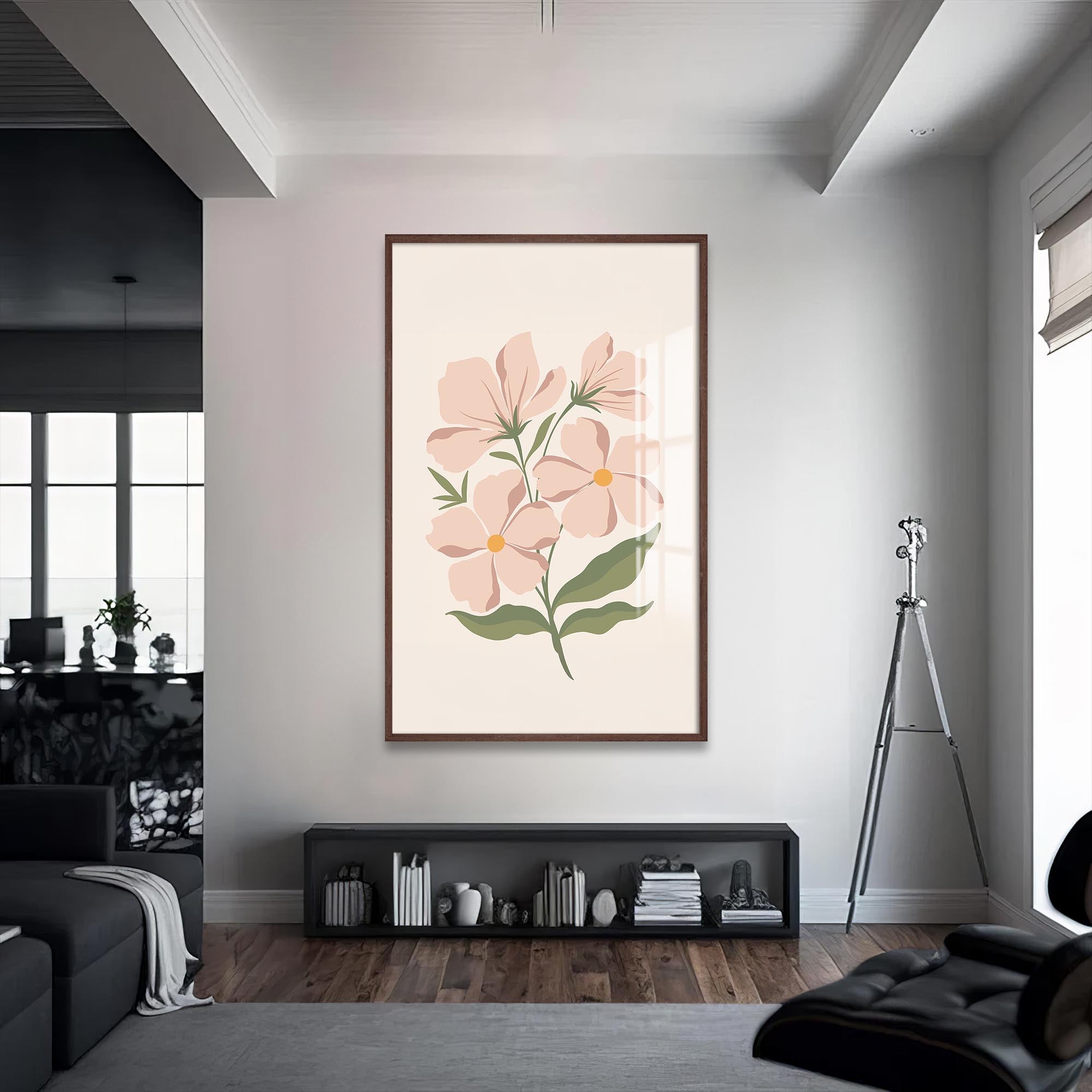 Blush Wildflower– Bohemian Tempered Glass Wall Art
