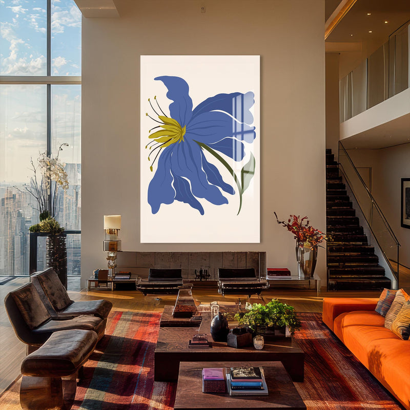 Artronauts Glass Print Blue Lily Poise– Bohemian Tempered Glass Wall Art