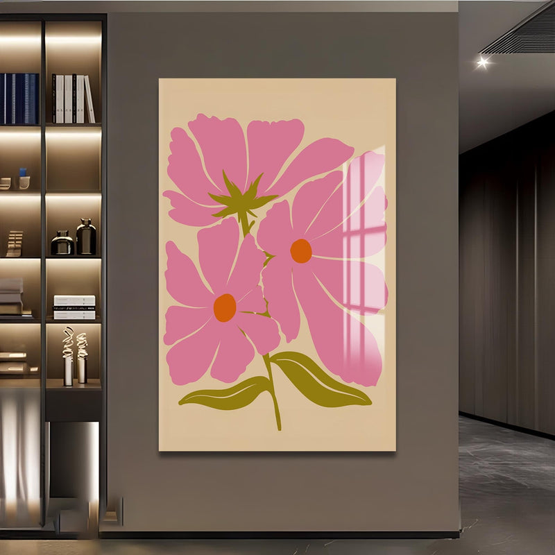 Artronauts Glass Print Pink Cosmos Bloom– Bohemian Tempered Glass Wall Art