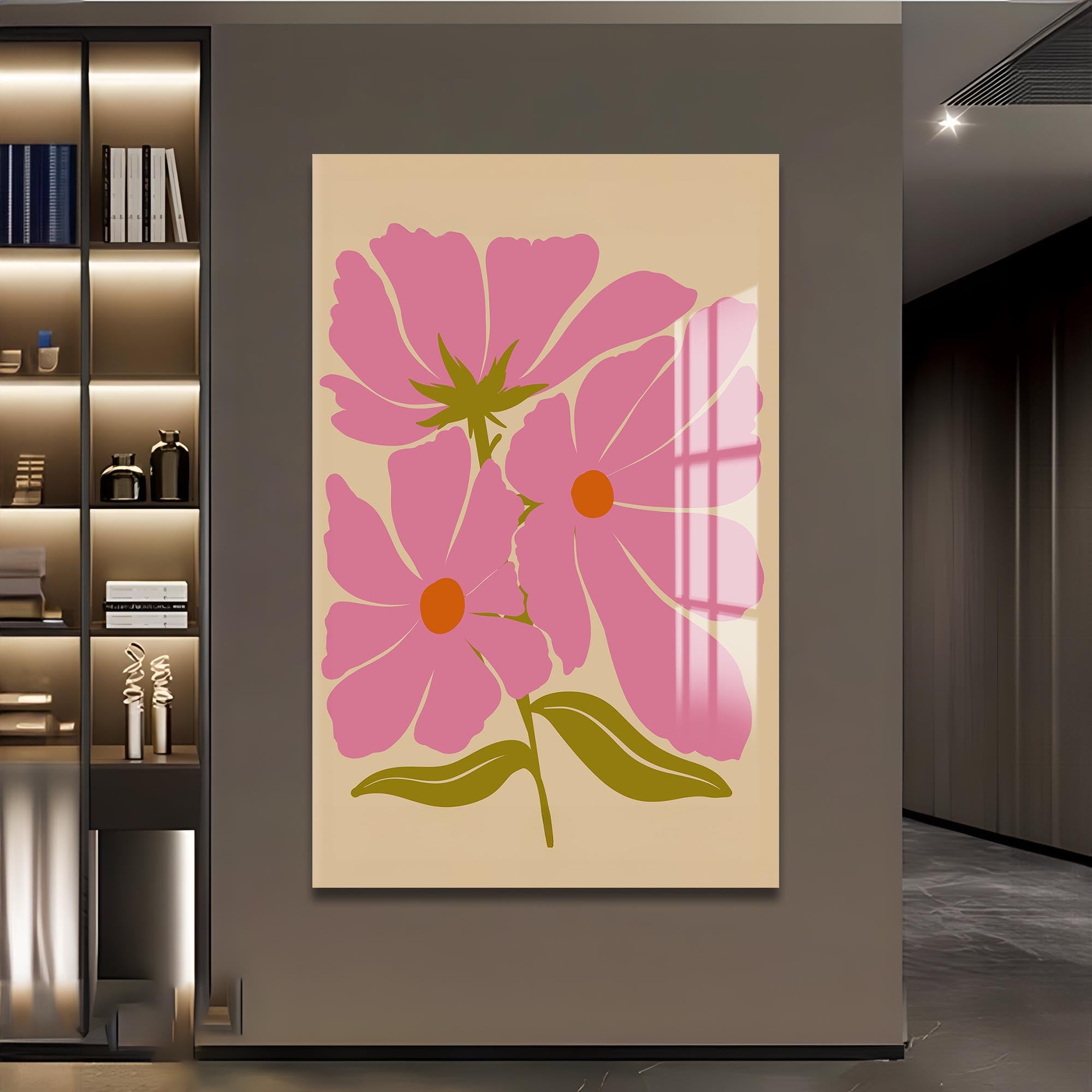 Pink Cosmos Bloom– Bohemian Tempered Glass Wall Art