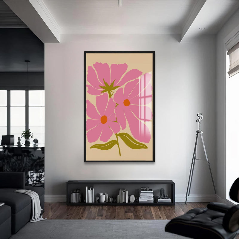 Artronauts Glass Print Pink Cosmos Bloom– Bohemian Tempered Glass Wall Art