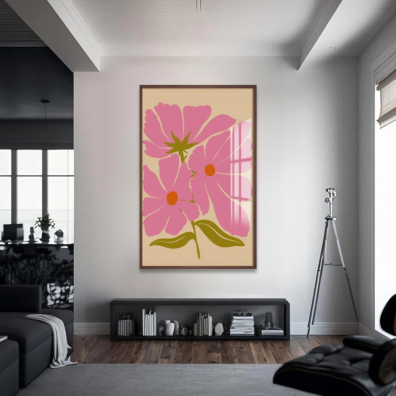 Artronauts Glass Print Pink Cosmos Bloom– Bohemian Tempered Glass Wall Art