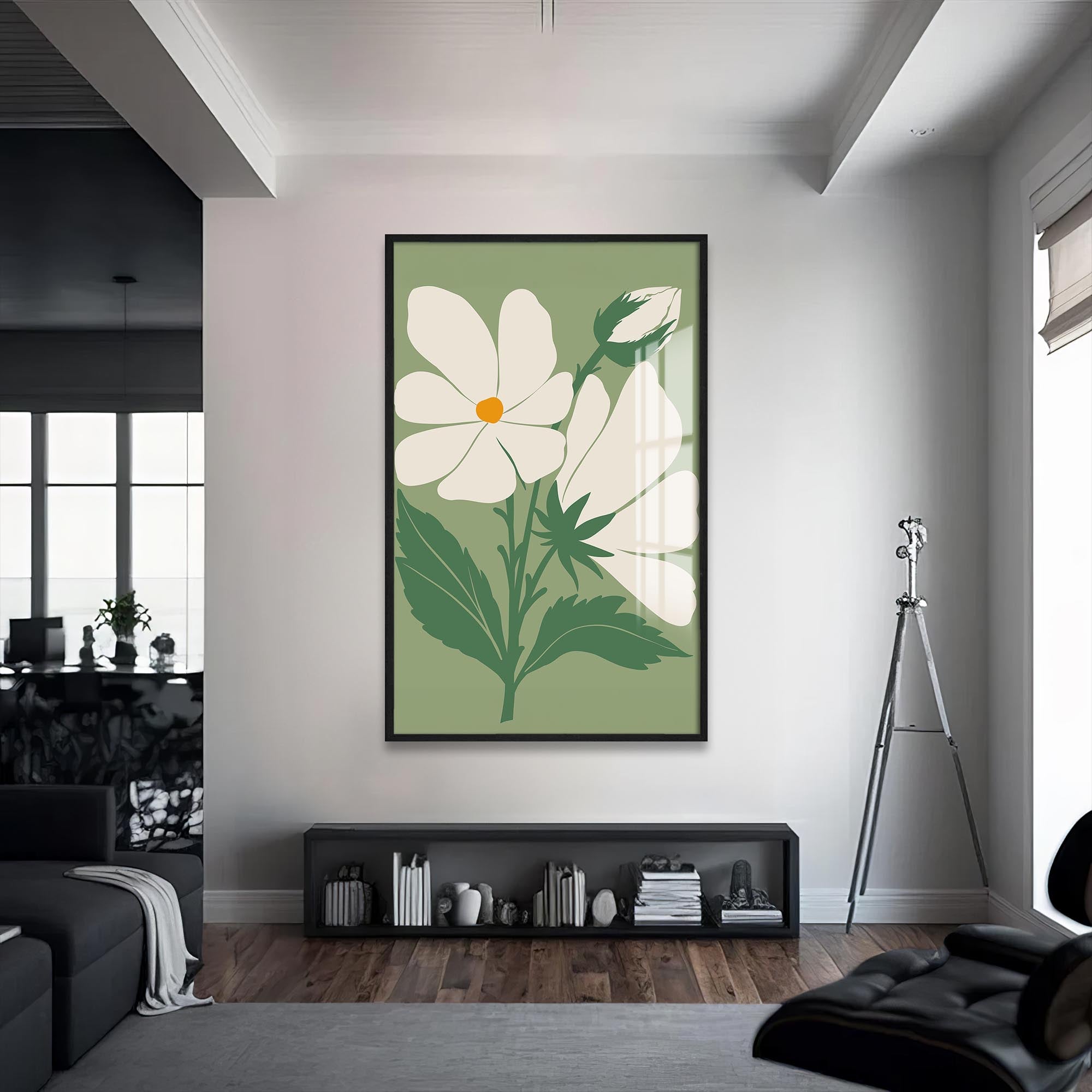 Artronauts Glass Print S | 72x46 cm | 28.3"x18.1" / Black Sage Botanical Calm– Bohemian Tempered Glass Wall Art
