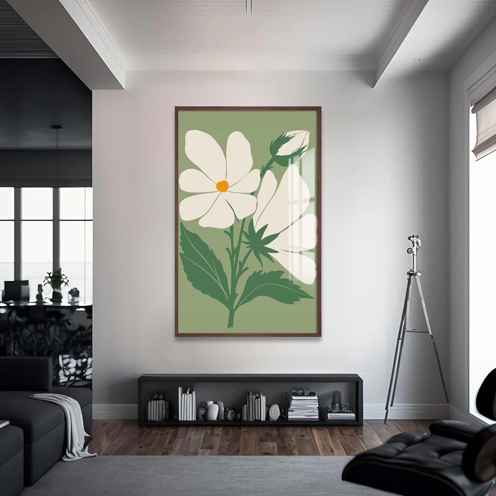 Artronauts Glass Print S | 72x46 cm | 28.3"x18.1" / Walnut Sage Botanical Calm– Bohemian Tempered Glass Wall Art