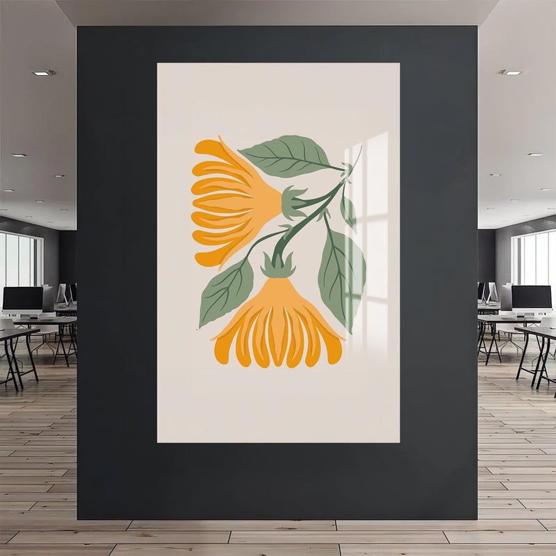 Artronauts Glass Print Golden Botanical Duo– Bohemian Tempered Glass Wall Art