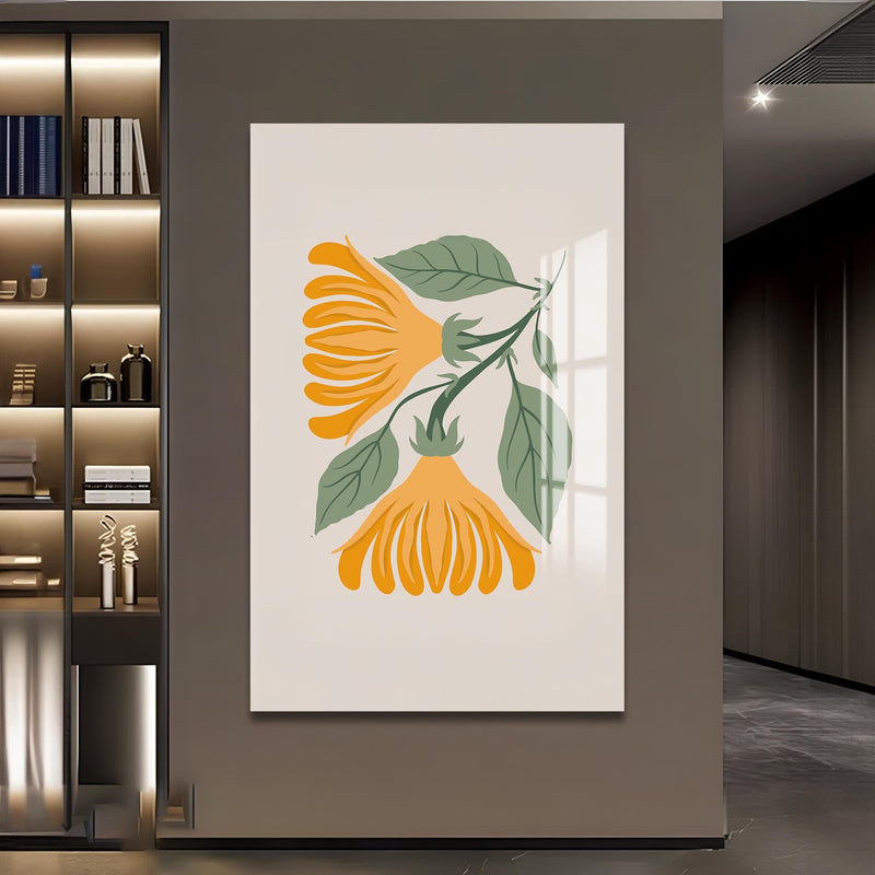 Artronauts Glass Print Golden Botanical Duo– Bohemian Tempered Glass Wall Art