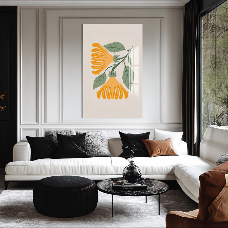 Artronauts Glass Print Golden Botanical Duo– Bohemian Tempered Glass Wall Art