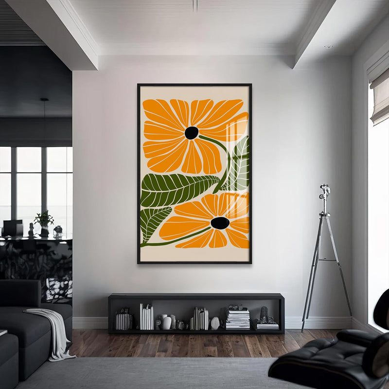 Artronauts Glass Print Amber Petal Duo– Bohemian Tempered Glass Wall Art