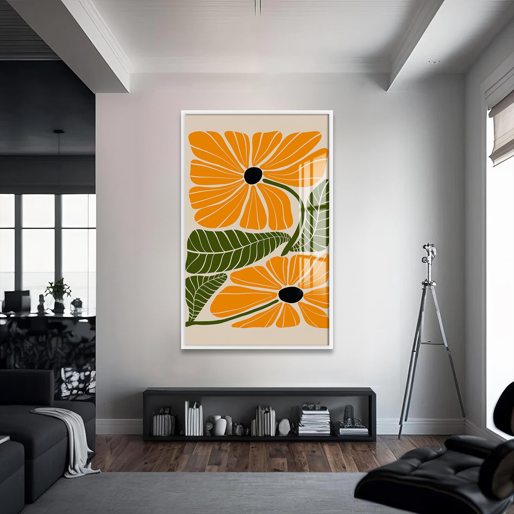 Amber Petal Duo– Bohemian Tempered Glass Wall Art