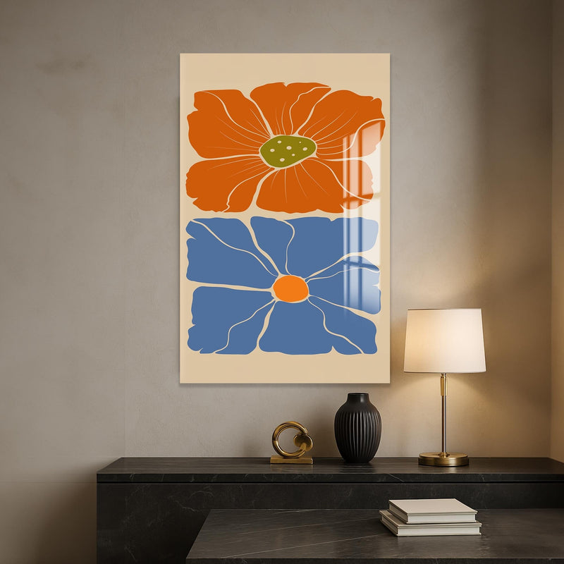 Artronauts Glass Print Retro Bloom Contrast– Bohemian Tempered Glass Wall Art