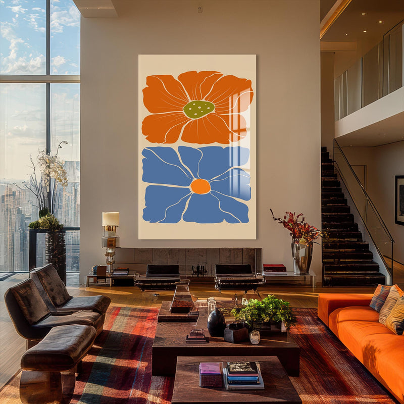 Artronauts Glass Print Retro Bloom Contrast– Bohemian Tempered Glass Wall Art
