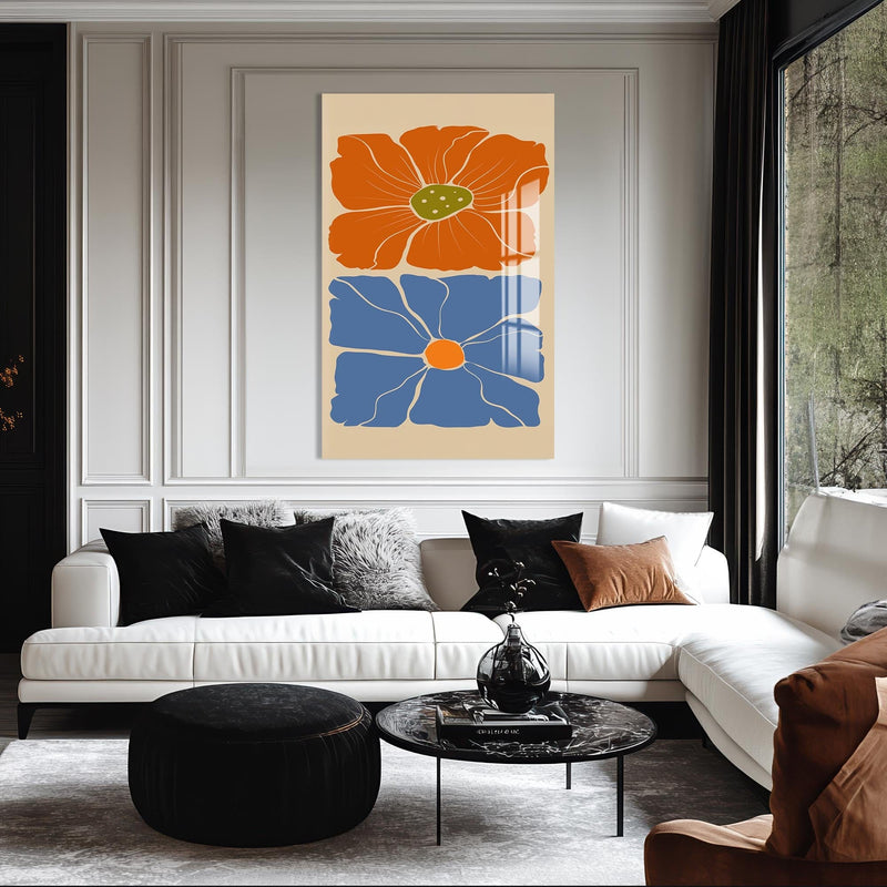Artronauts Glass Print Retro Bloom Contrast– Bohemian Tempered Glass Wall Art