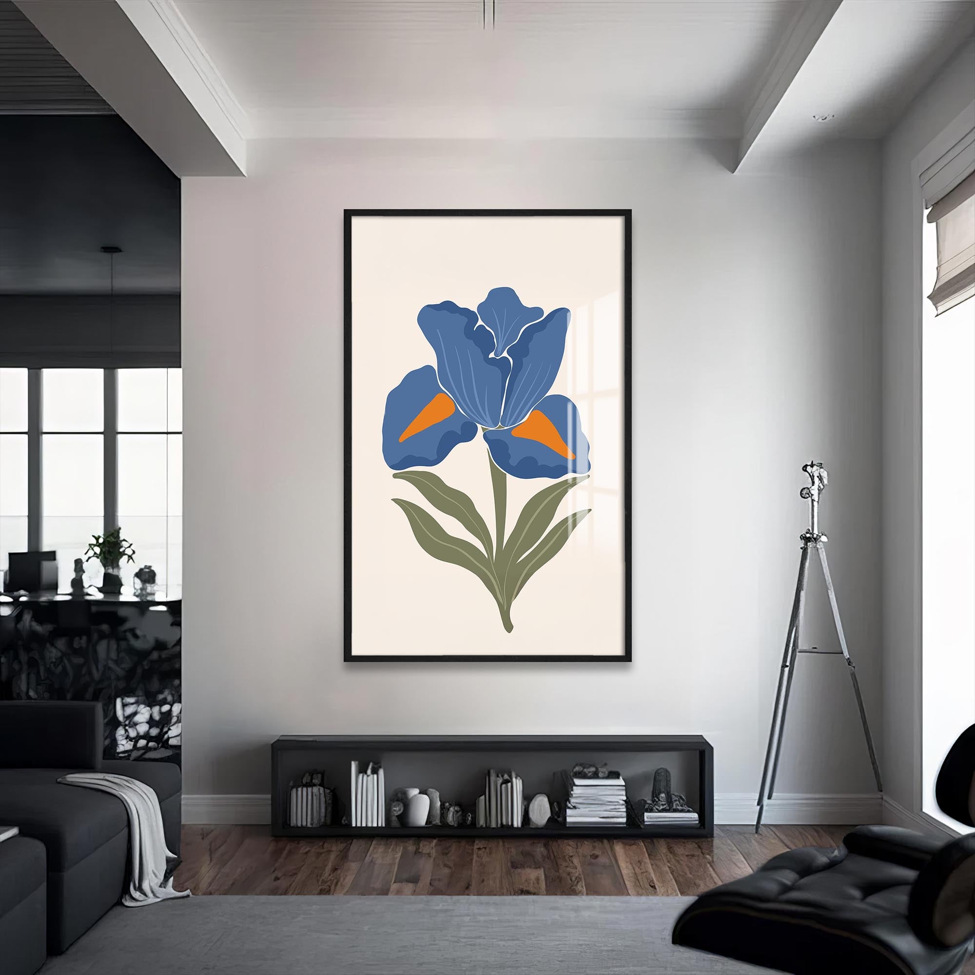 Blue Iris Calm– Bohemian Tempered Glass Wall Art