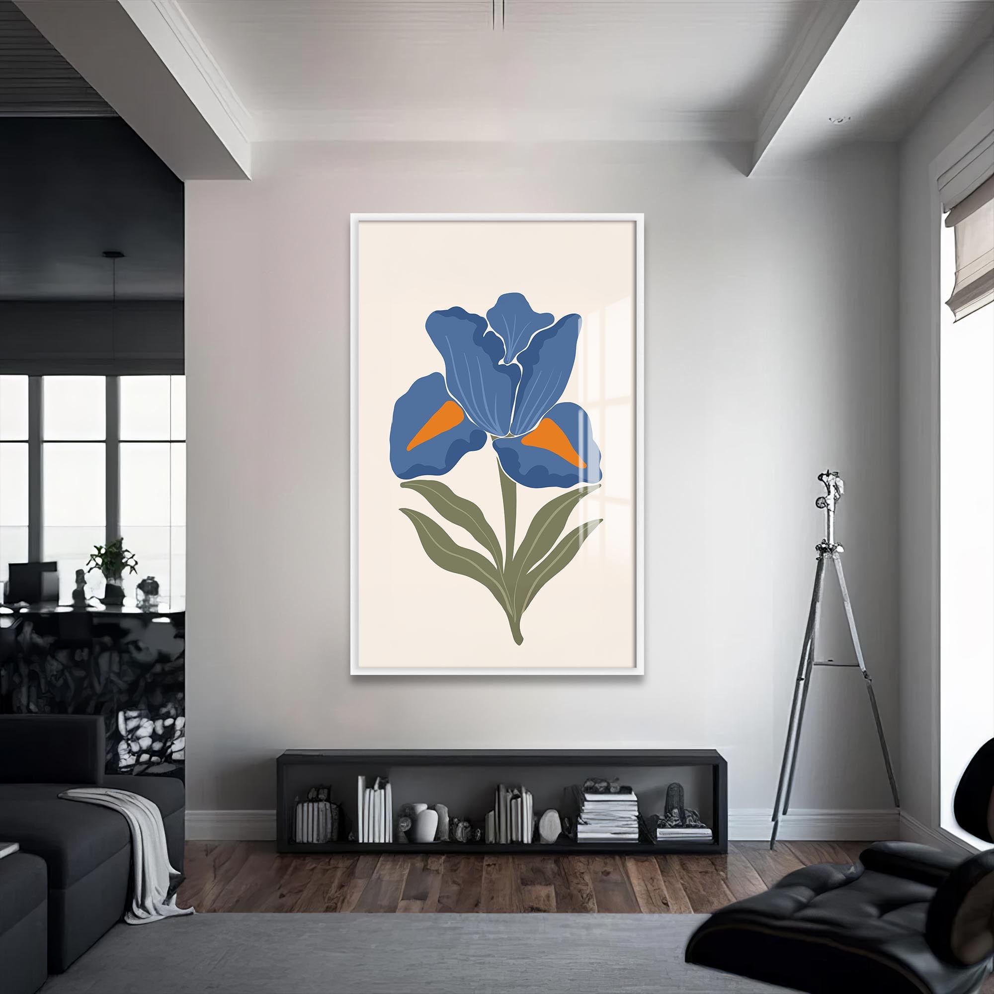 Blue Iris Calm– Bohemian Tempered Glass Wall Art