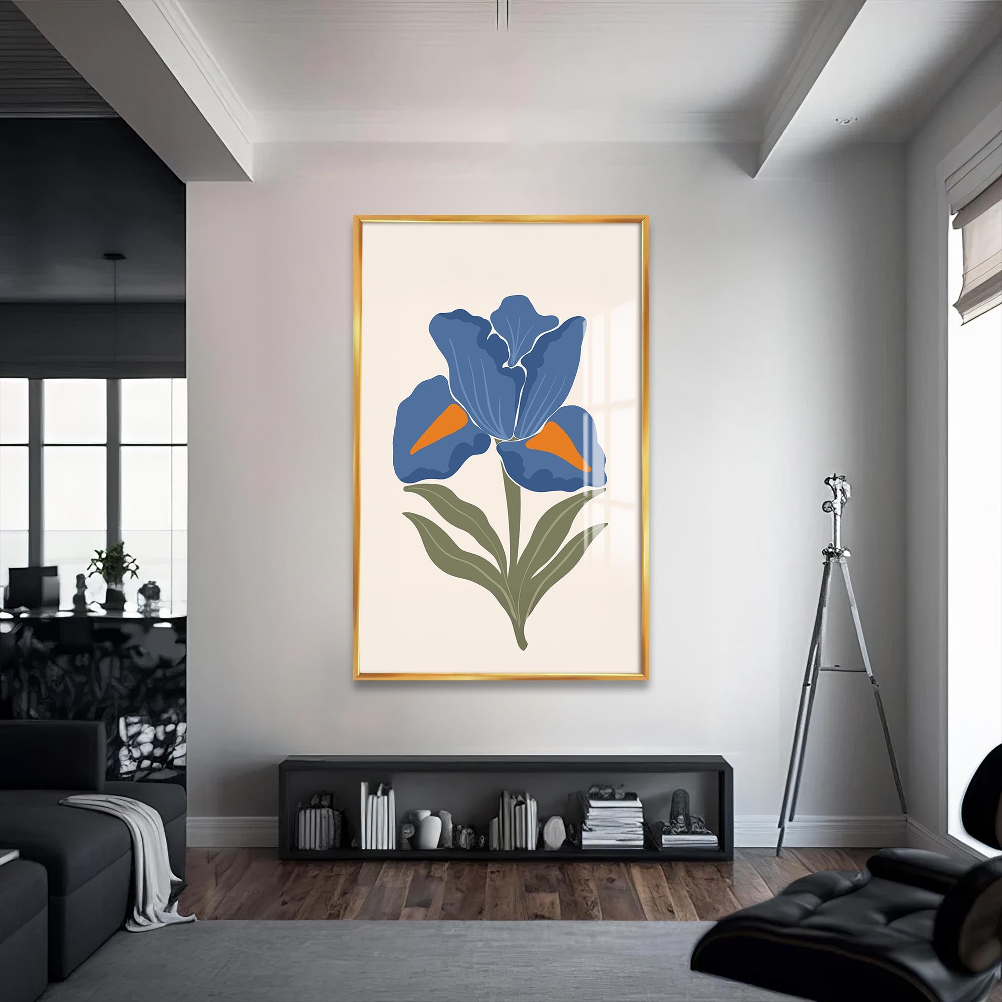 Blue Iris Calm– Bohemian Tempered Glass Wall Art
