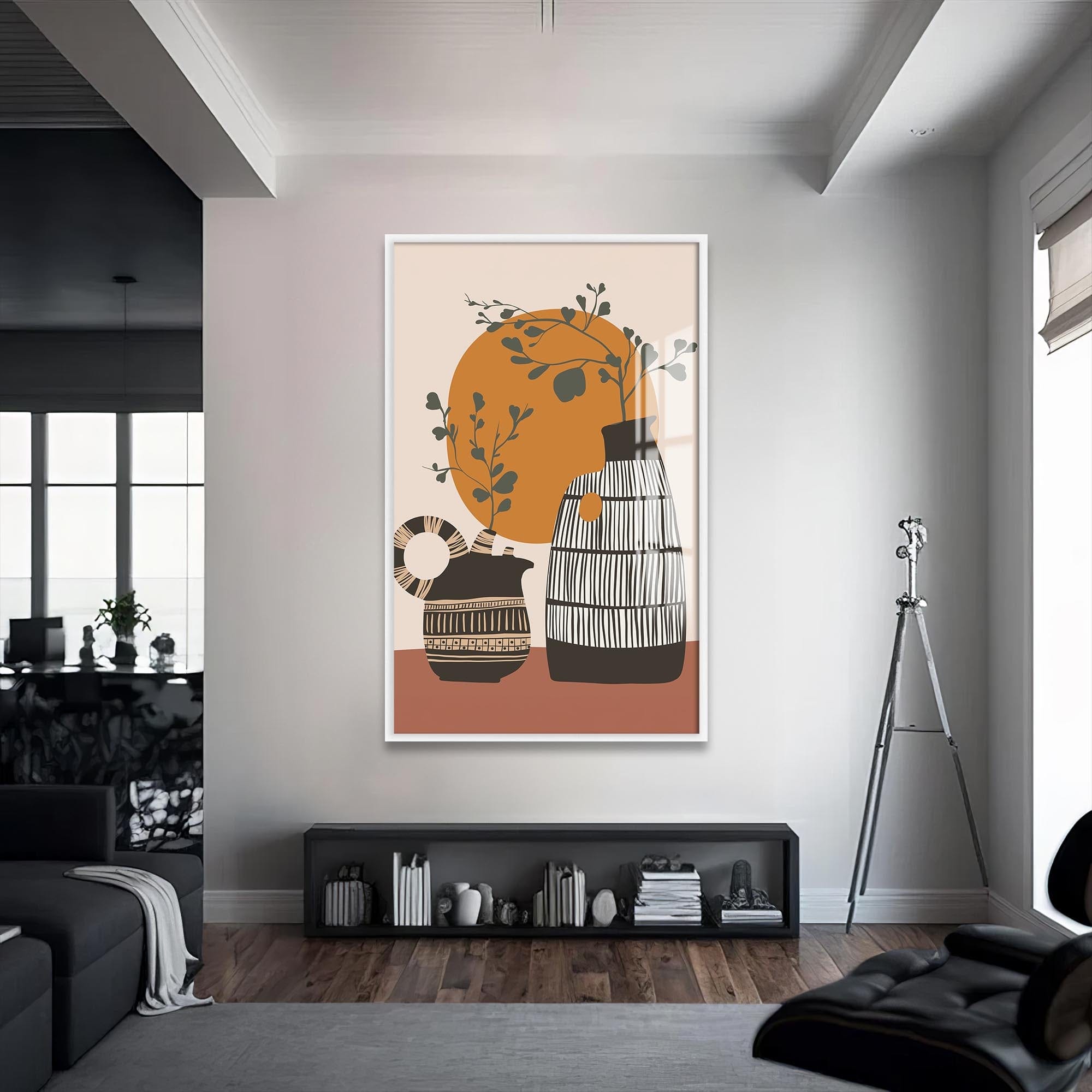 Artronauts Glass Print S | 72x46 cm | 28.3"x18.1" / White Sunlit Vessels– Bohemian Tempered Glass Wall Art