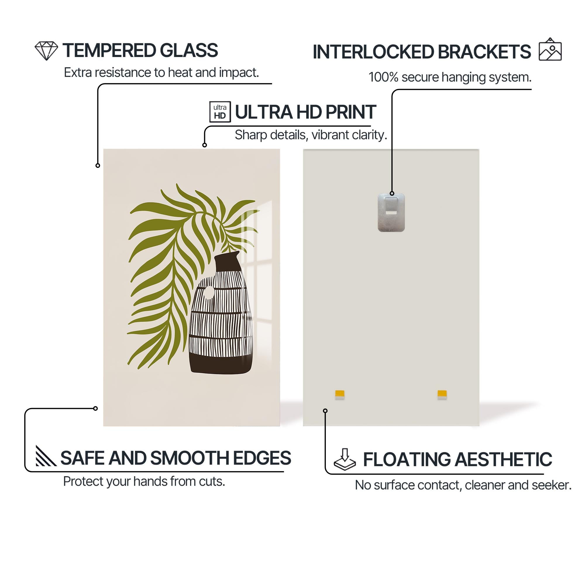 Palm Vessel– Bohemian Tempered Glass Wall Art